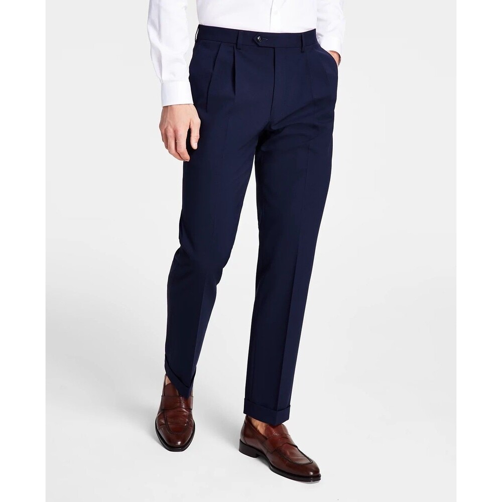 $95 NEW MICHAEL KORS MENS 36X32 NAVY PLEATED NEWBURY TROUSERS/DRESS PANTS/SLACKS
